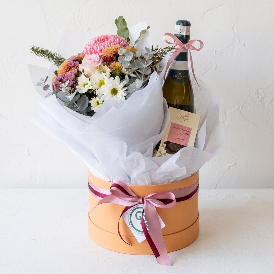 Sweet Celebrations | Seasonal Fresh Flower bouquet hamper | same day hamper delivery perth