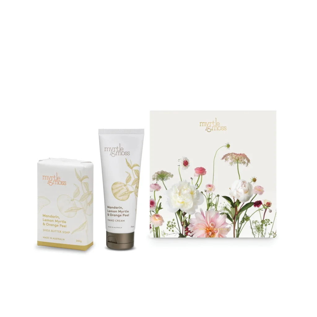 Myrtle & Moss Mother's Day Gift Set 'Duet'. Boxed soap and hand cream gift set