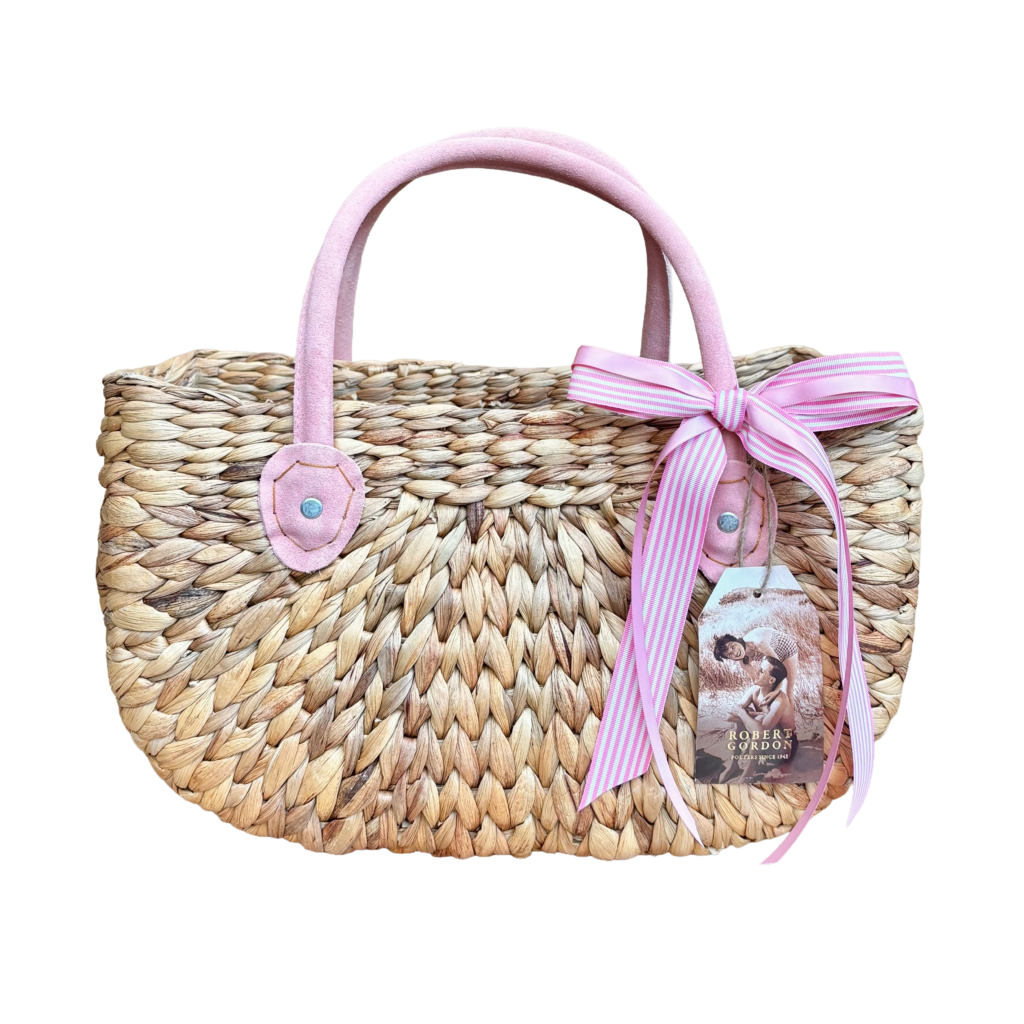 Robert Gordon 'Rosie' Harvest Basket. Market Basket with pink handles.