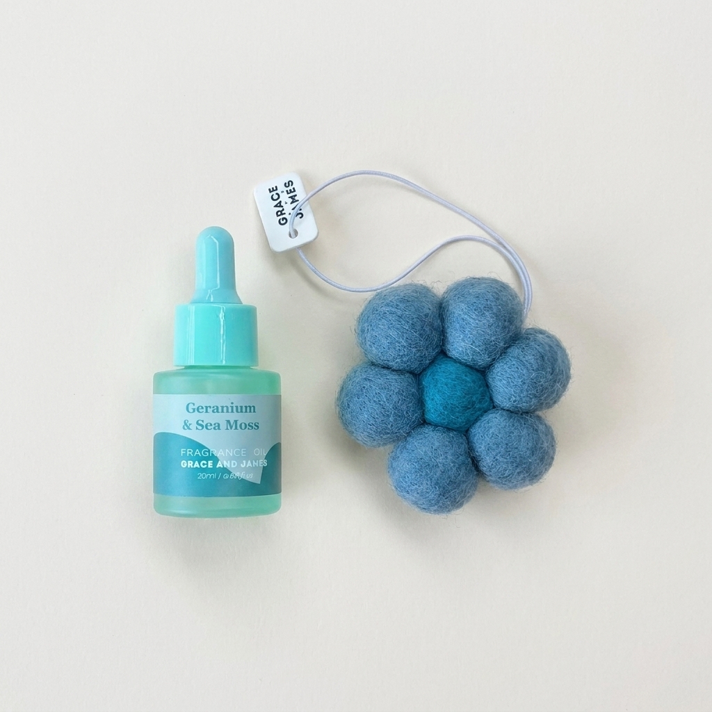 Bloom Collection Felt Air Freshener | Geranium & Sea Moss