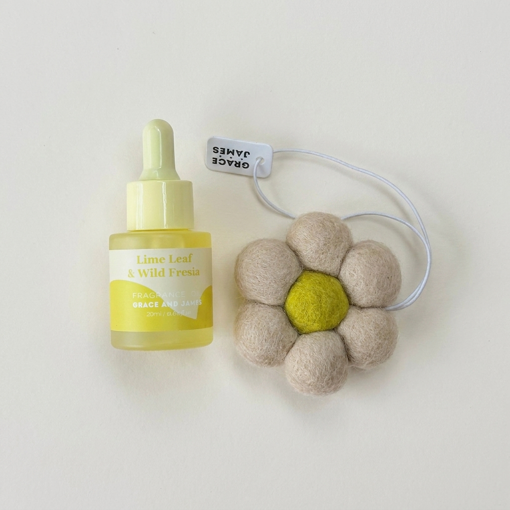 Bloom Collection Felt Air Freshener | Lime Leaf & Wild Fresia
