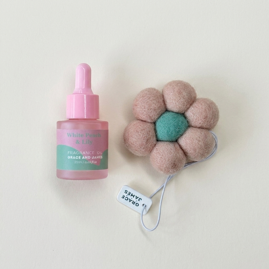 Bloom Collection Felt Air Freshener | White Peach & Lily