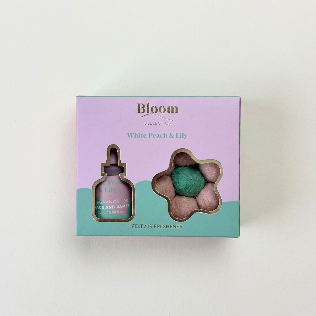 Bloom Collection Felt Air Freshener | White Peach & Lily