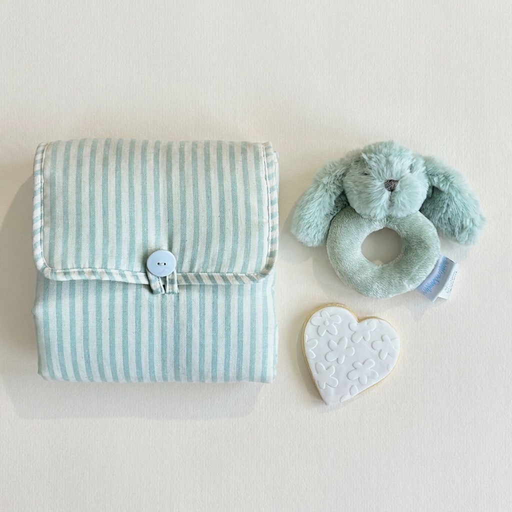 Alimrose Portable Change Mat + Rattle + Cookie | Green