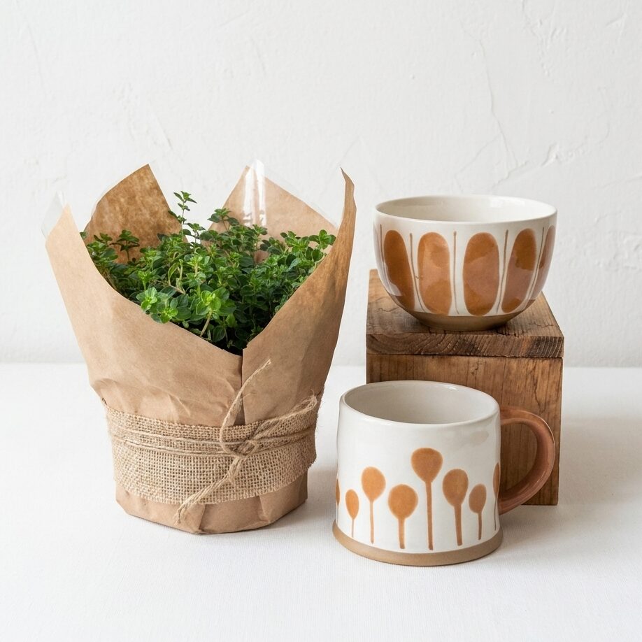Kitchen Harvest | Seasonal Herb with Ceramic Bowl & Mug