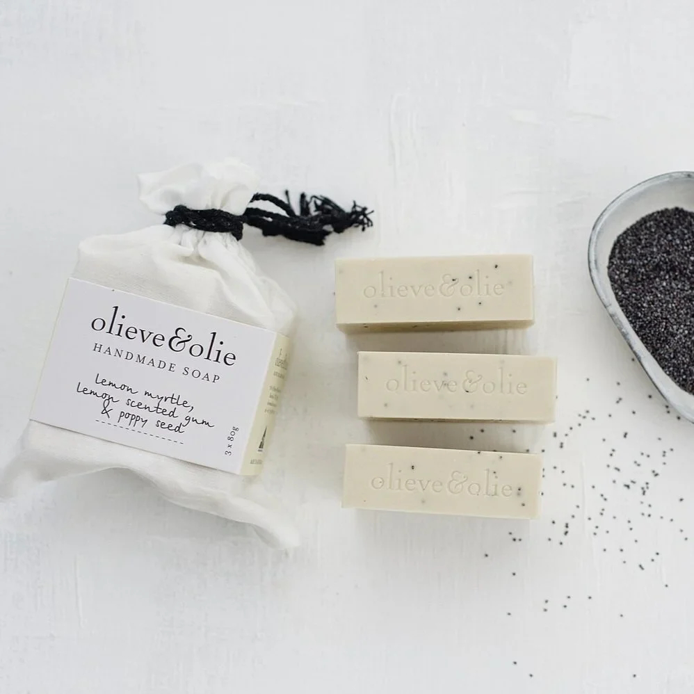 Olieve & Ollie | Lemon Myrtle & Poppy Seed Hand Made Bar Soap