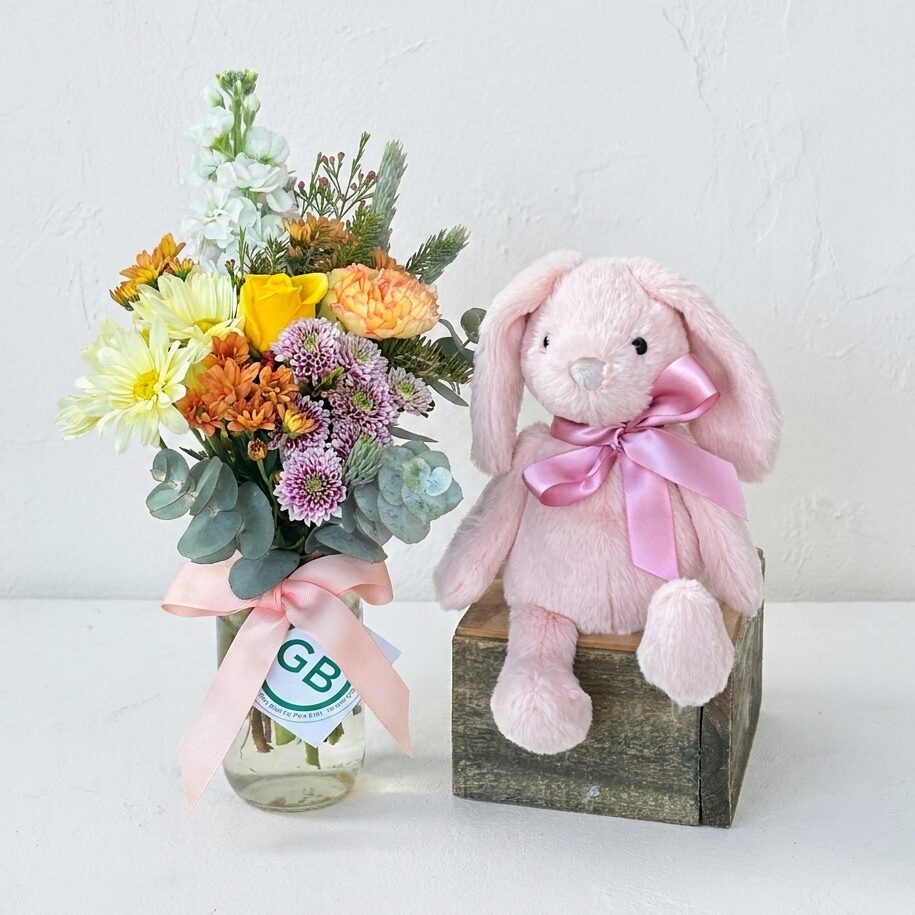 Posy & Plushie | Pink | Jiggle & Giggle baby toy plushie bunny