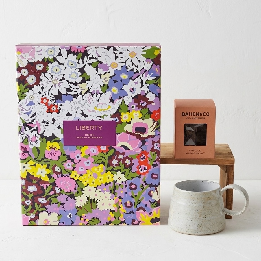 Paint & Sip | Paint by Numbers Gift Set | Liberty - Floral Pattern
