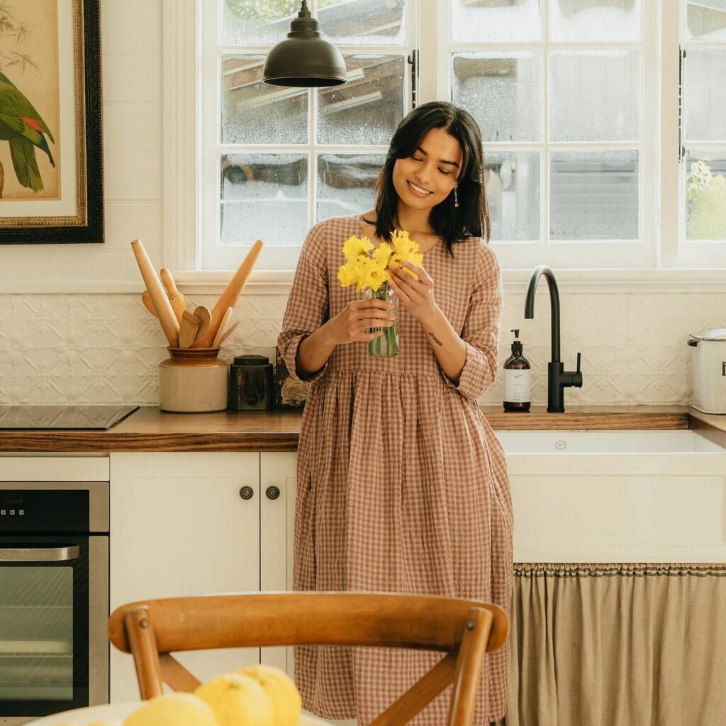 Journee Linen Dress in Antique Rose Gingham