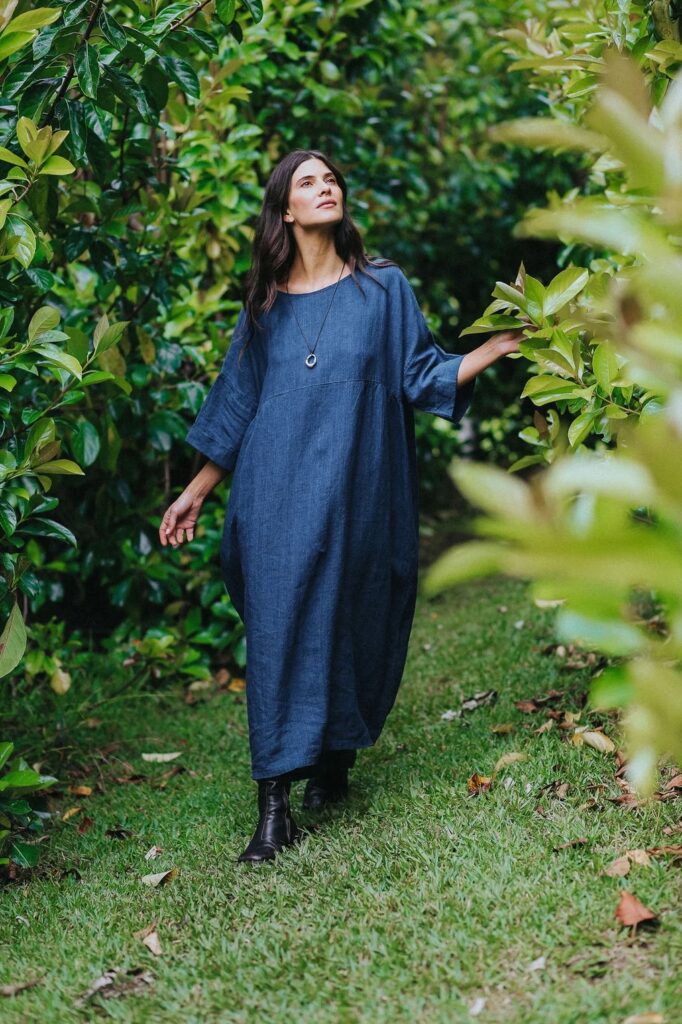 Montaigne - Noa Indigo Round Neck Oversized Dress