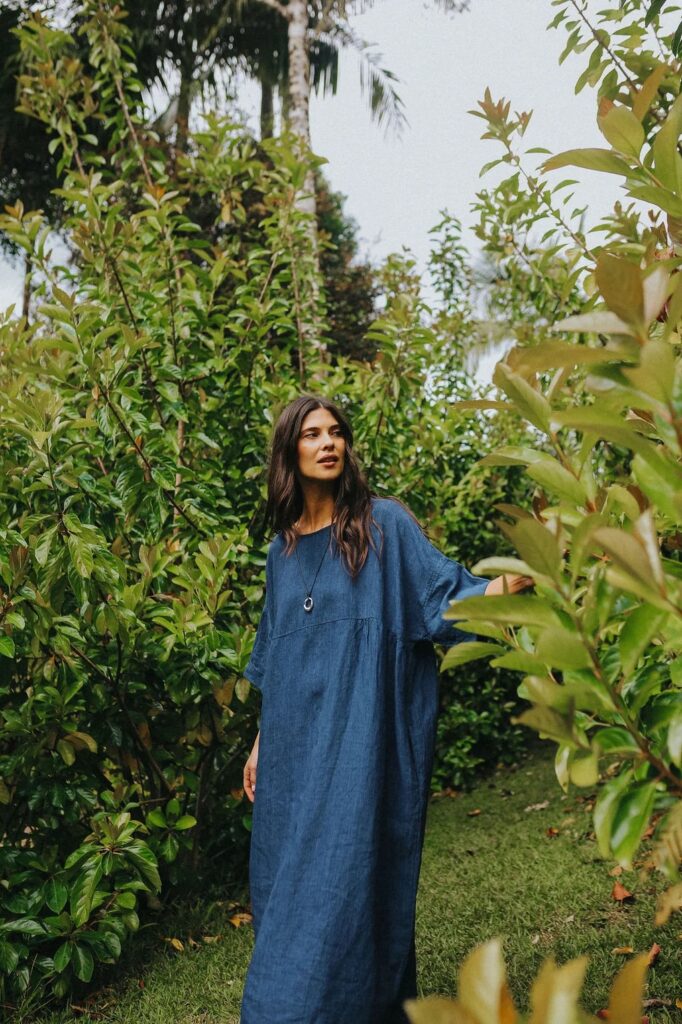 Montaigne - Noa Indigo Round Neck Oversized Dress