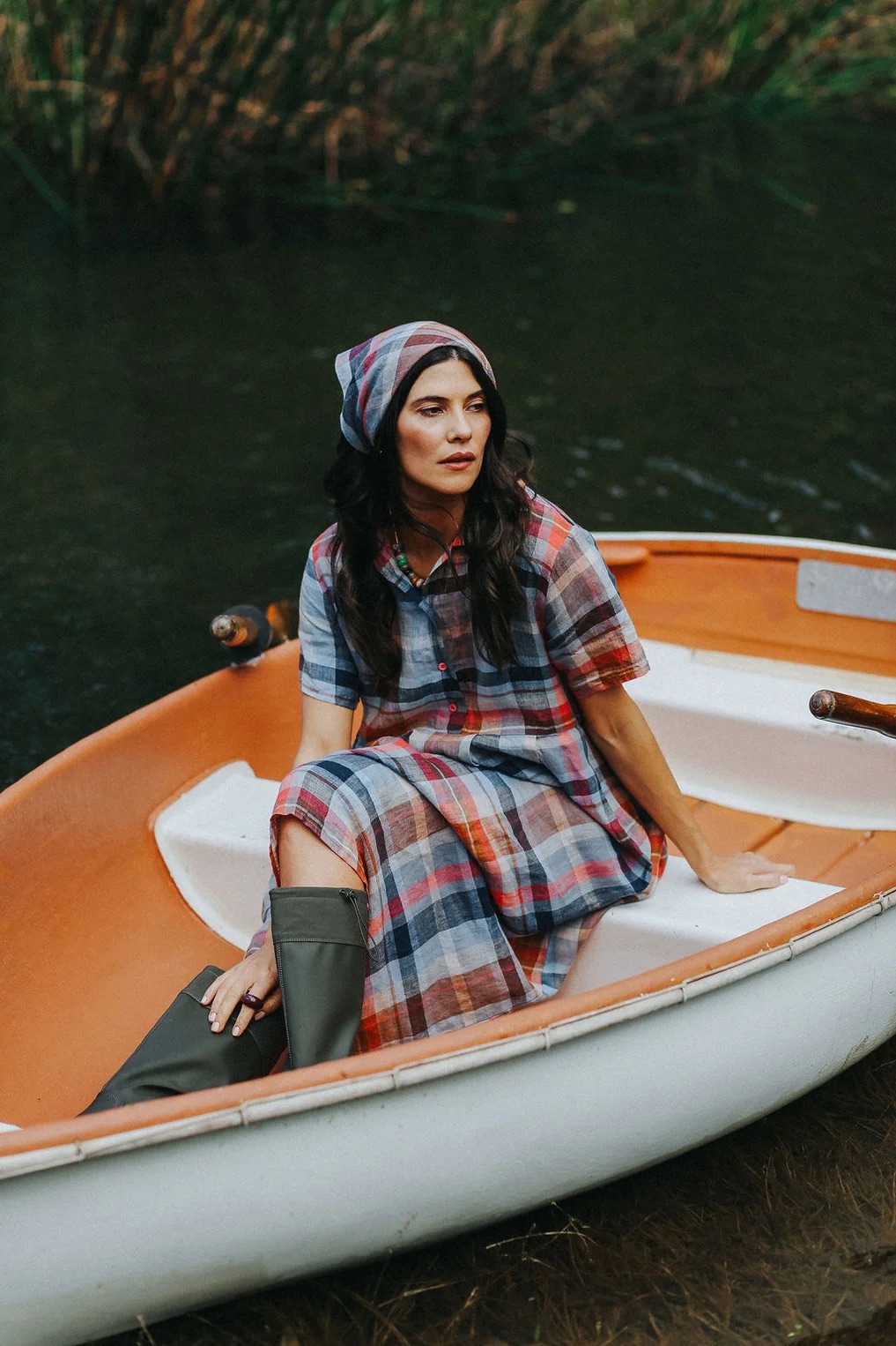 Montaigne - Vianne Multi Check Linen Dress
