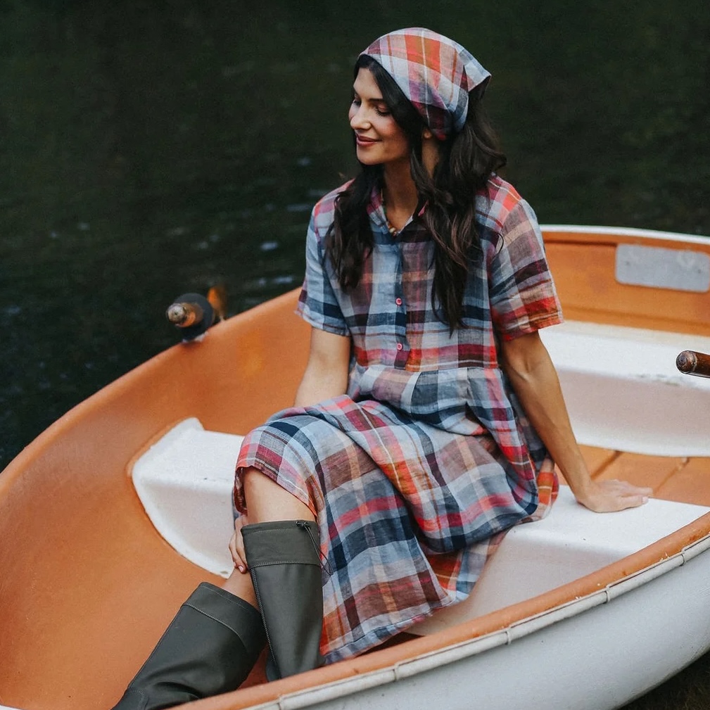 Montaigne - Vianne Multi Check Linen Dress