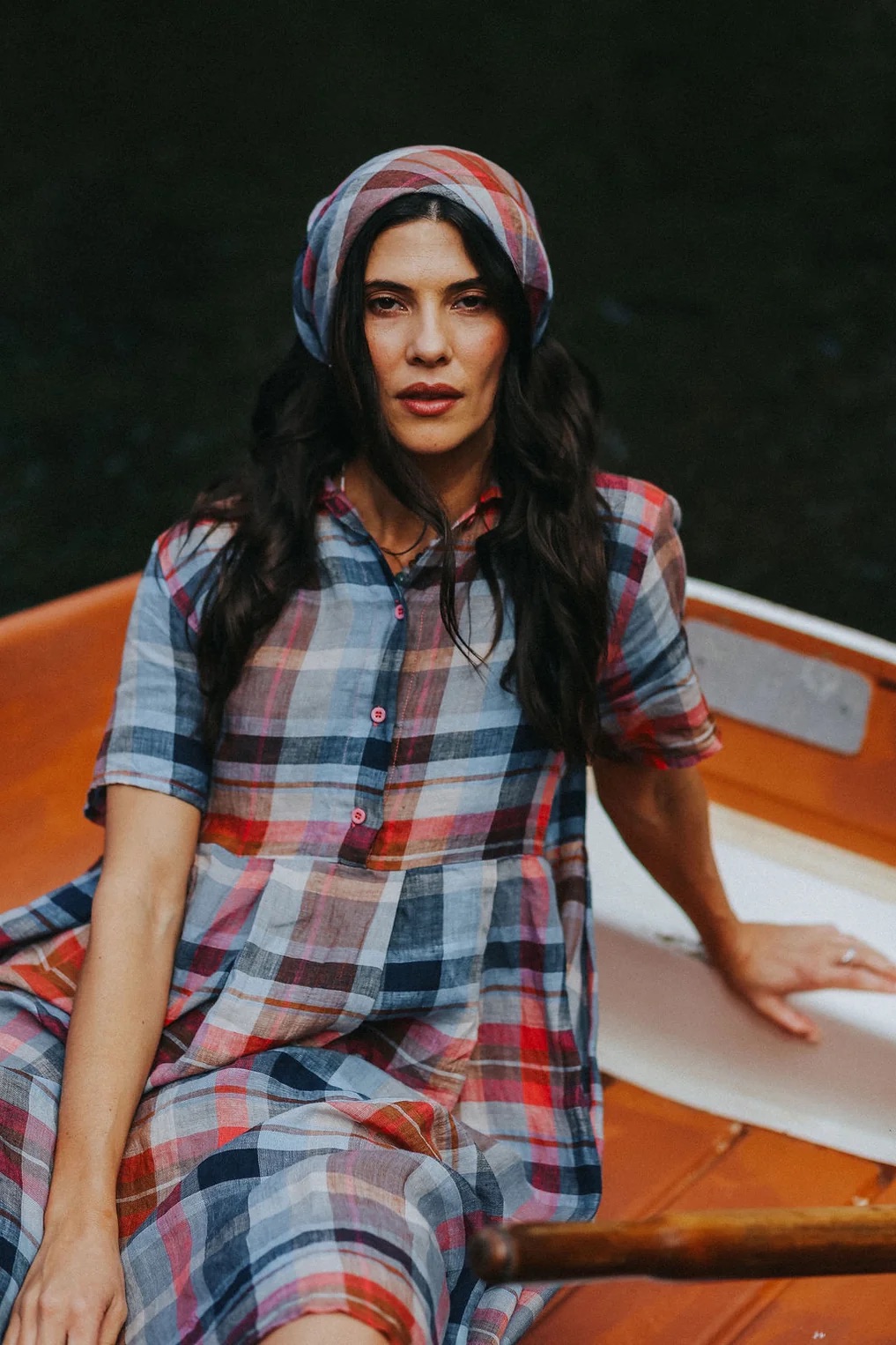 Montaigne - Vianne Multi Check Linen Dress