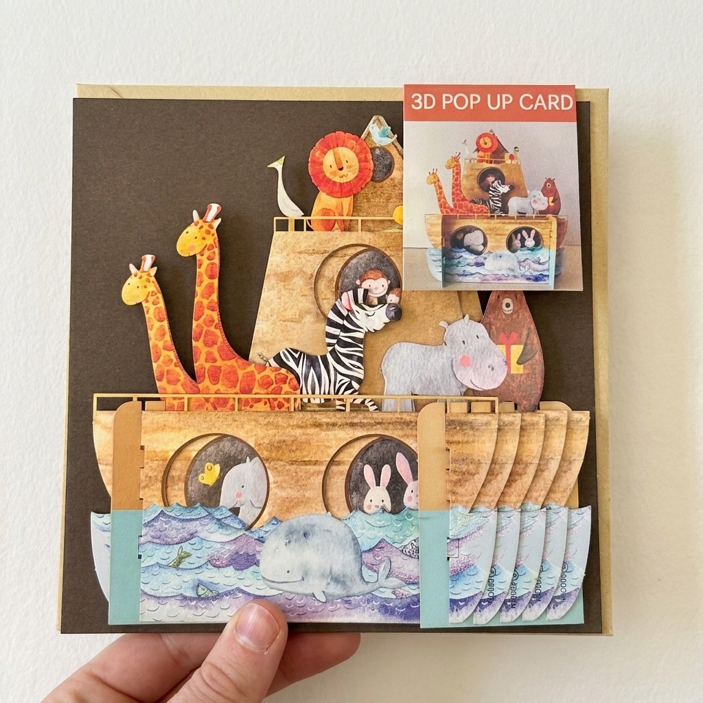 Alljoy Design Childrens Pop Up Greeting Card | Noah's Ark