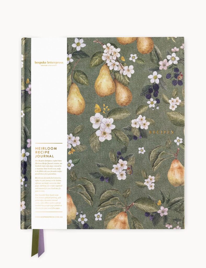 Heirloom Recipe Book Journal | Bespoke Letterpress | Pears